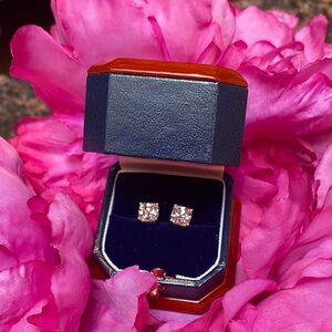 Dazzling Silver Stud Zirconia Earrings!!! Like NEW!  With Box.